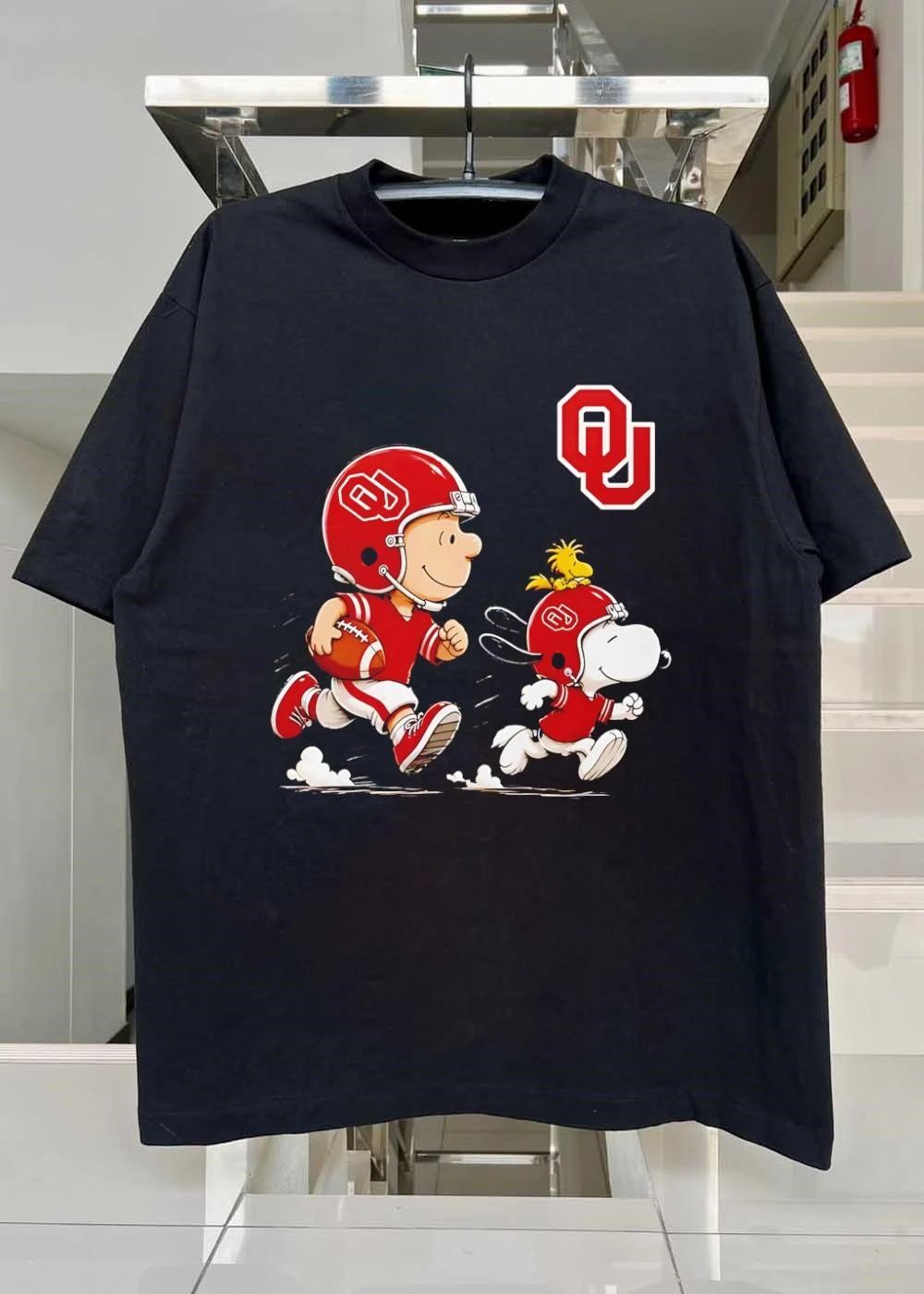 Peanuts Gang Running with Football Oklahoma Sooners shirt