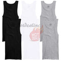 3 /6 Pack Men White/Black Cotton Tank Top A-Shirt Wife Beater Ribbed Undershirt