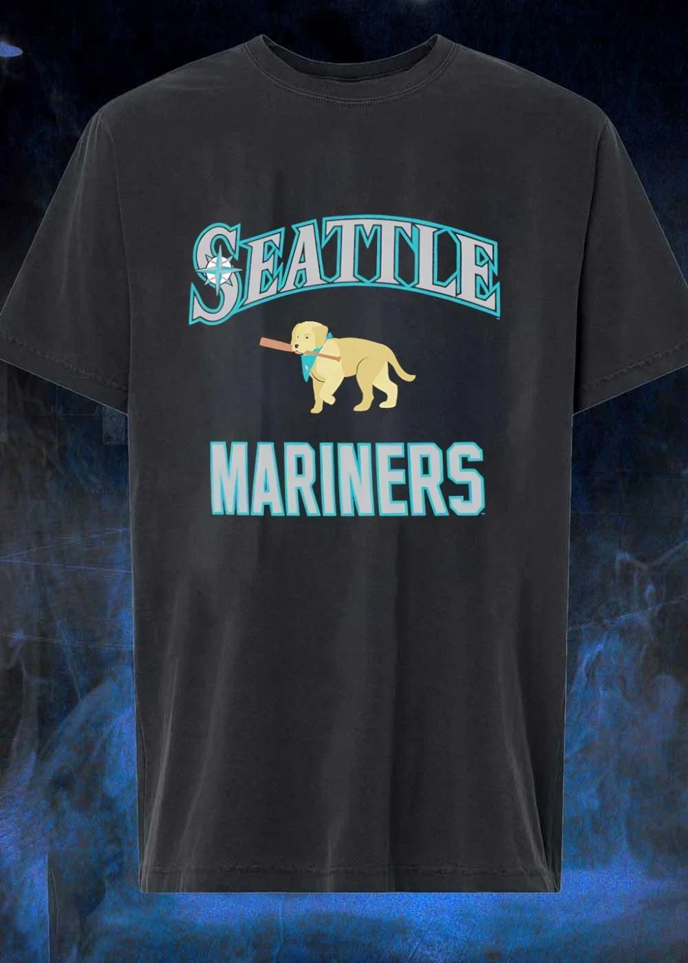 Seattle Mariners Golden Retriever Puppy Holding Baseball Bat Shirt