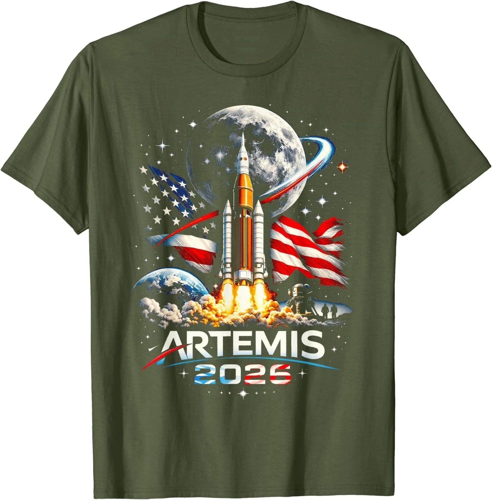 Artemis II 2026 American Rocket Launch to The Moon Landing T-Shirt