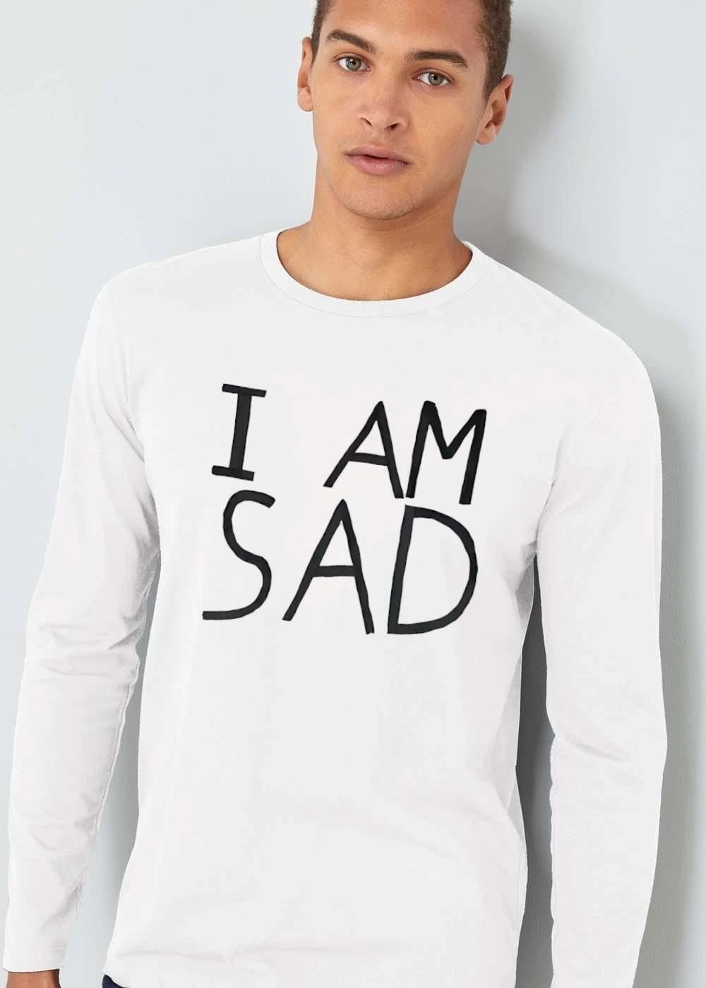 I Am Sad Minimalist Black Handwritten Marker Lettering Text shirt