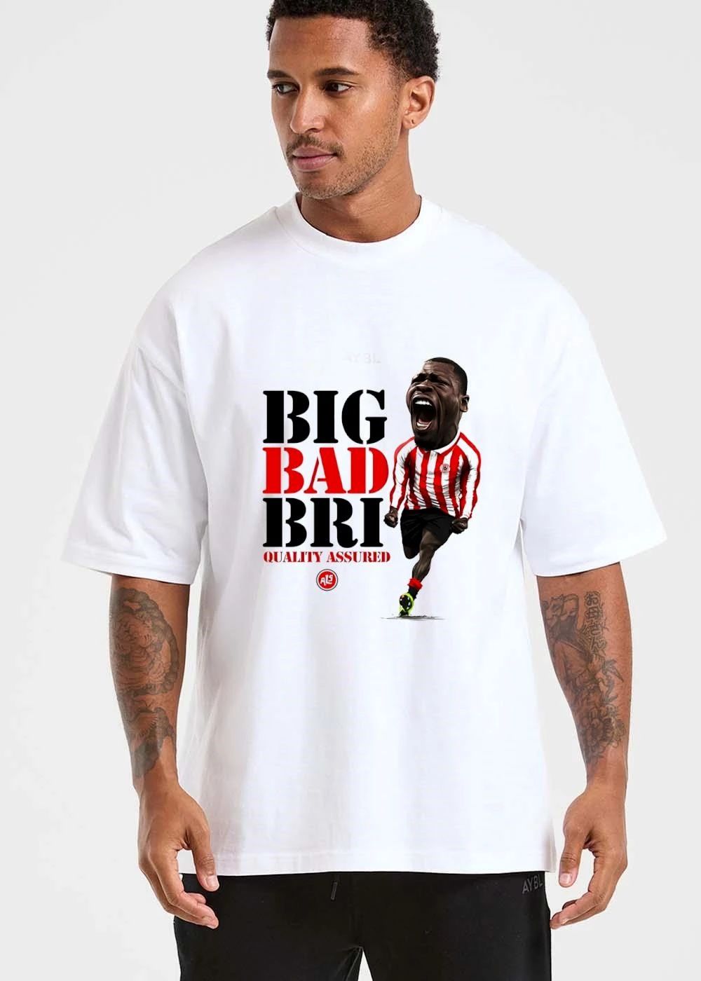 Als Big Bad Bri Quality Assured Caricature Footballer Screaming Striped Kit shirt
