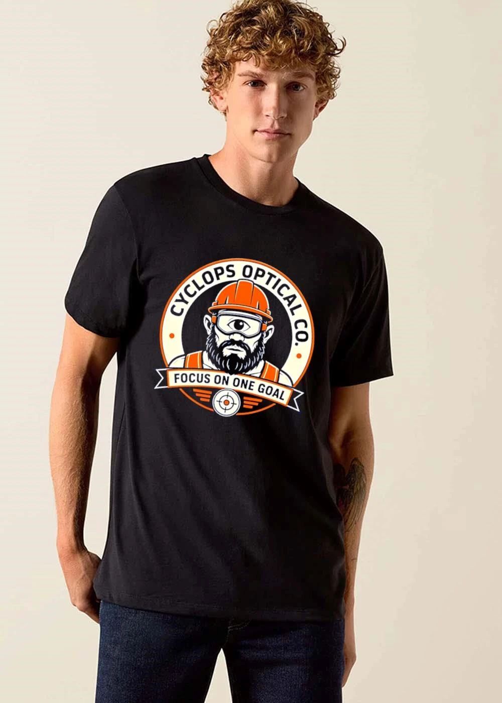 Cyclops Optical Co Focus On One Goal Bearded Worker Safety Goggles Hardhat Emblem shirt