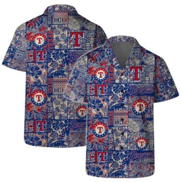 Texas Rangers Vintage Patchwork Hawaiian Shirt