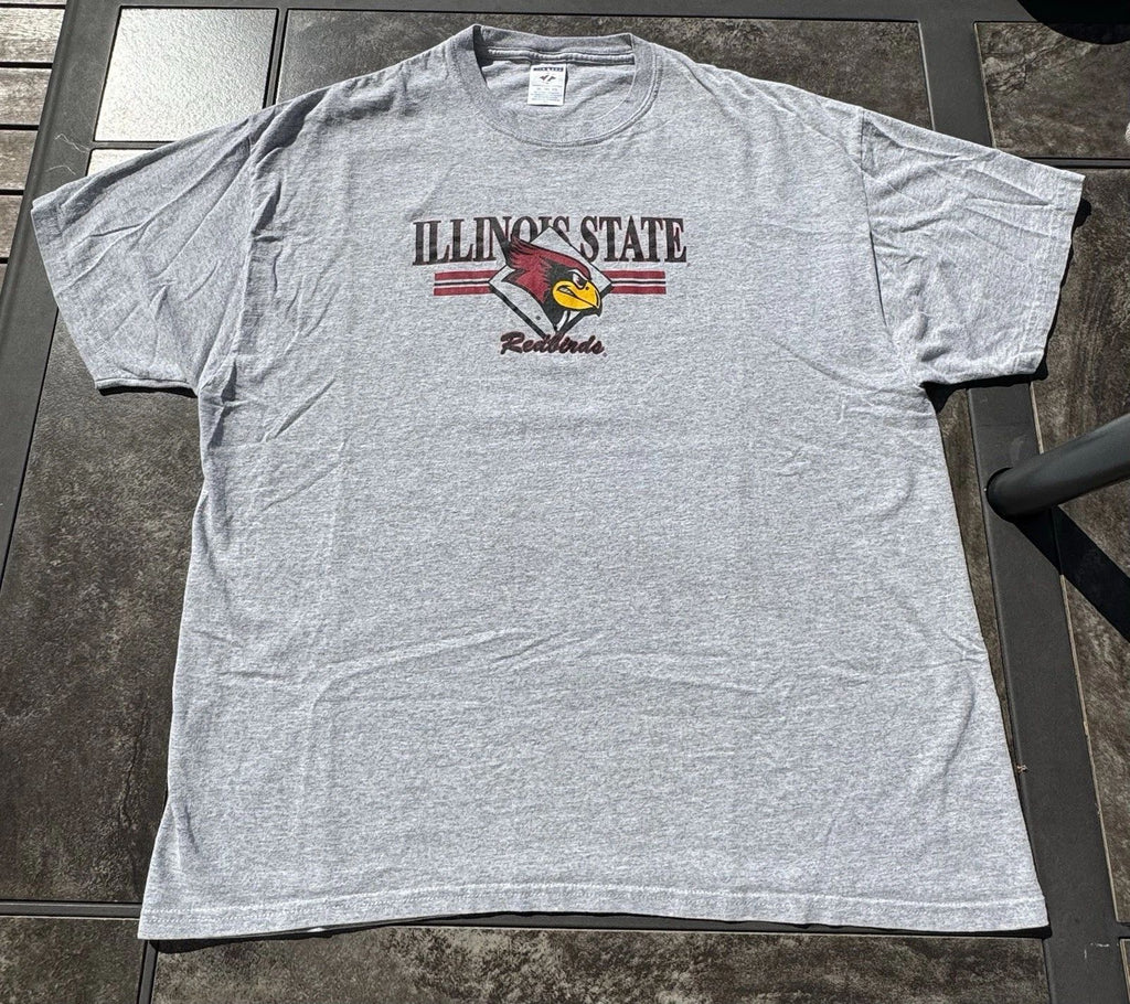 Illinois State Redbirds Vintage Heavy Soft Cotton Gray Tee T-Shirt Size 2XL XXL