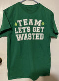 Spencers 1947 “Team Let's get wasted” T Shirt Medium green clovers 100% Cotton