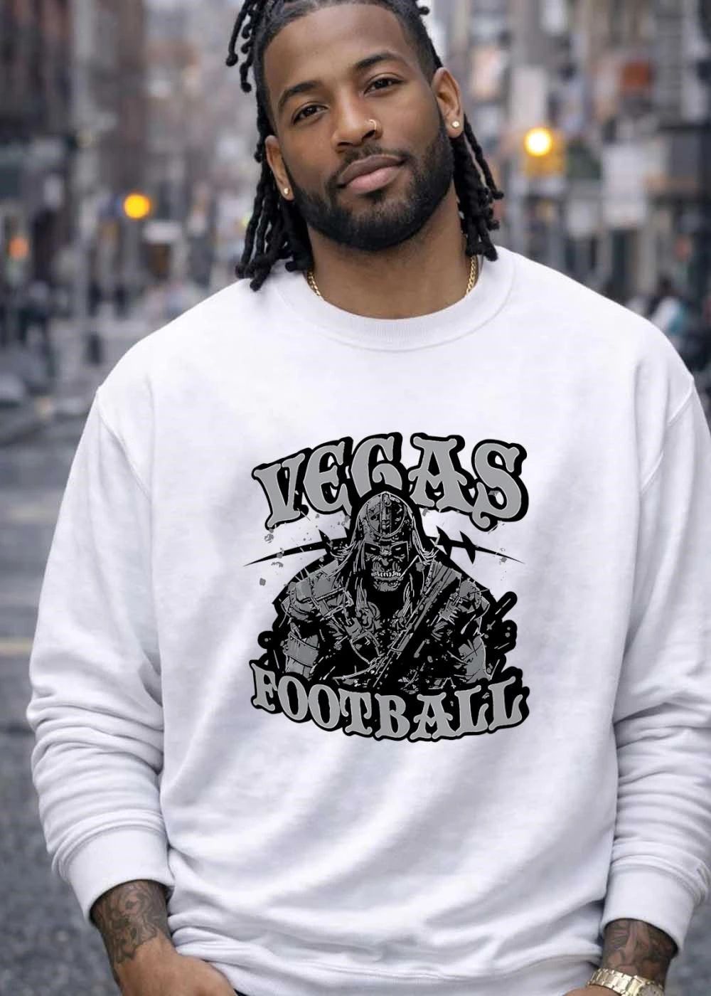 Vegas Football Undead Warrior Grayscale Graphic T-Shirt