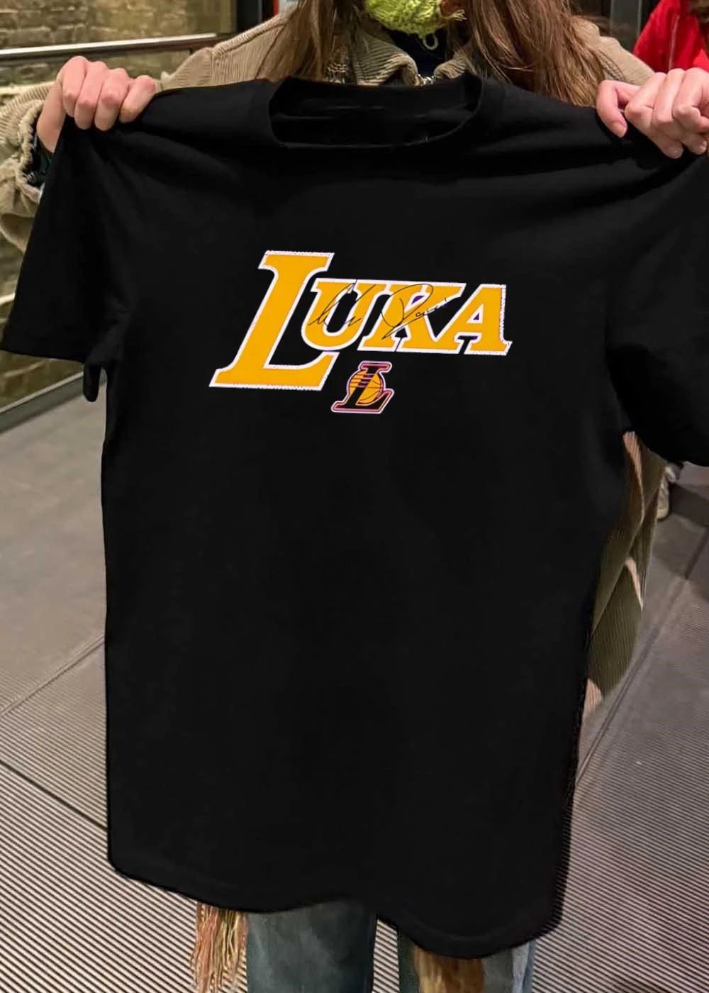 Luka Doncic Autograph Signature on Los Angeles Lakers shirt