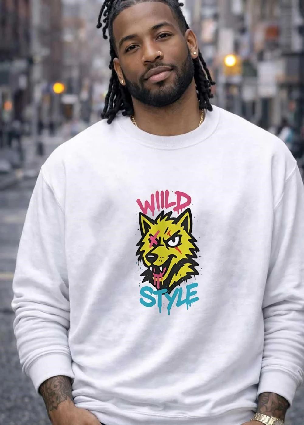 Wild Style Wolf Graffiti Art T-Shirt