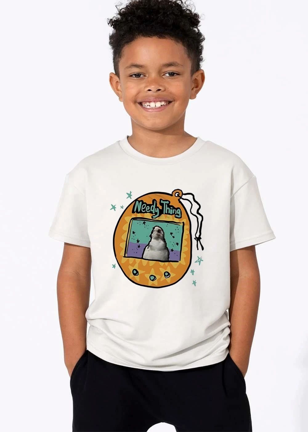 Needy Thing Cartoon Screaming Cockatiel Virtual Pet Device shirt
