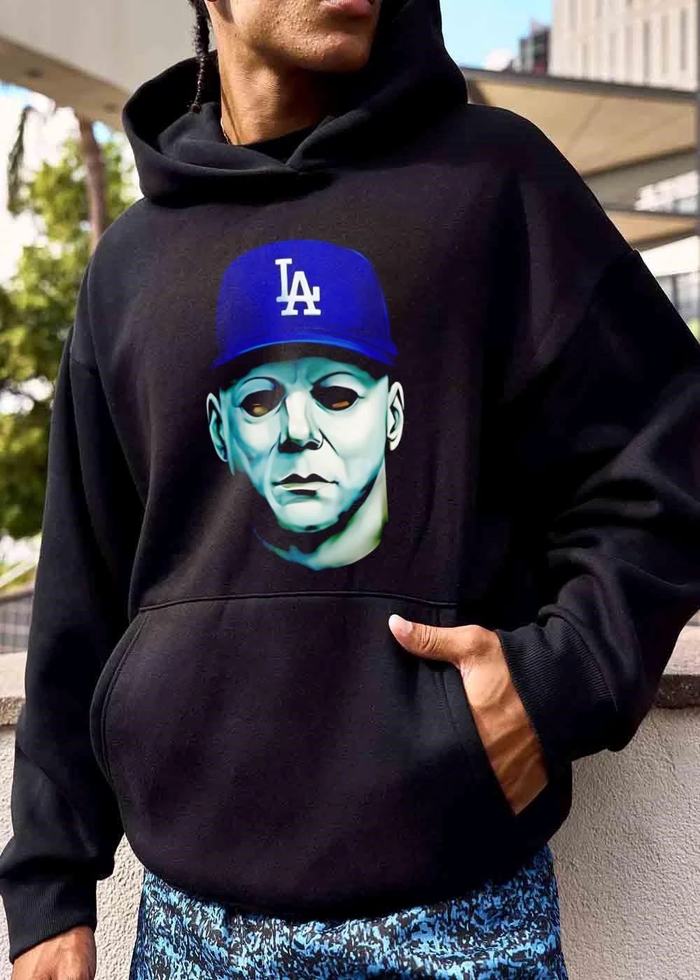 Los Angeles Dodgers MLB Michael Myers Mask Blue Cap Portrait shirt