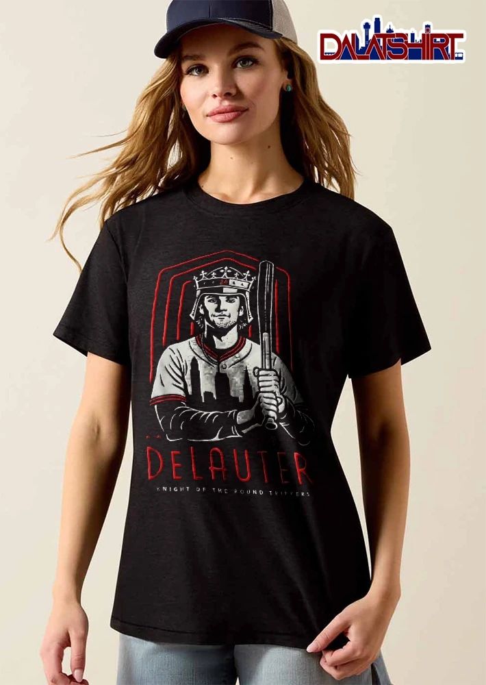 Knight Of The Round Trippers Delauter 24 Crowned Baseball Player Bat City Skyline shirt