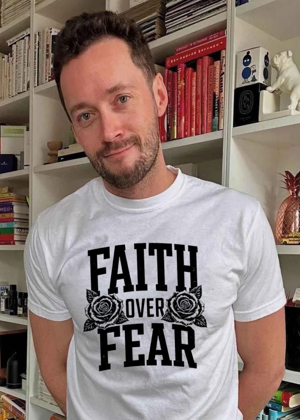 Faith Over Fear Floral Inspirational Graphic T-Shirt