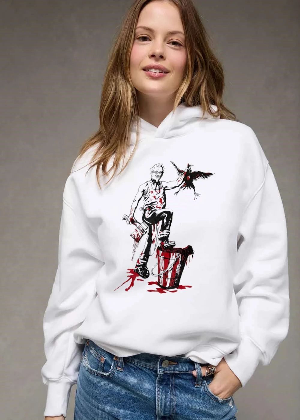 Colonel Sanders Caricature Bloody Hatchet Dead Chicken Red Bucket shirt