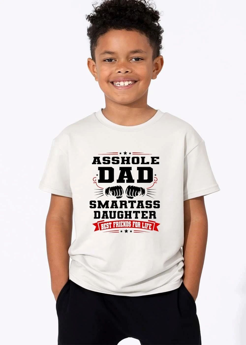 Asshole Dad Smartass Daughter Friends For Life Two Fist Bump Red Banner Stars shirt