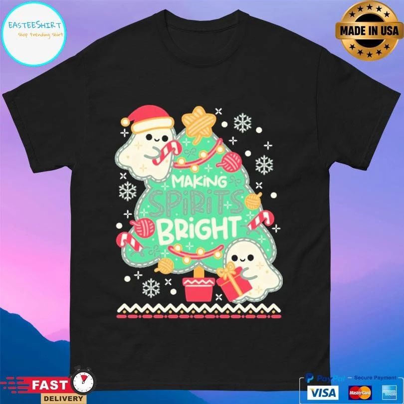 Making Cute Spirits Bright Christmas 2025 T-shirts