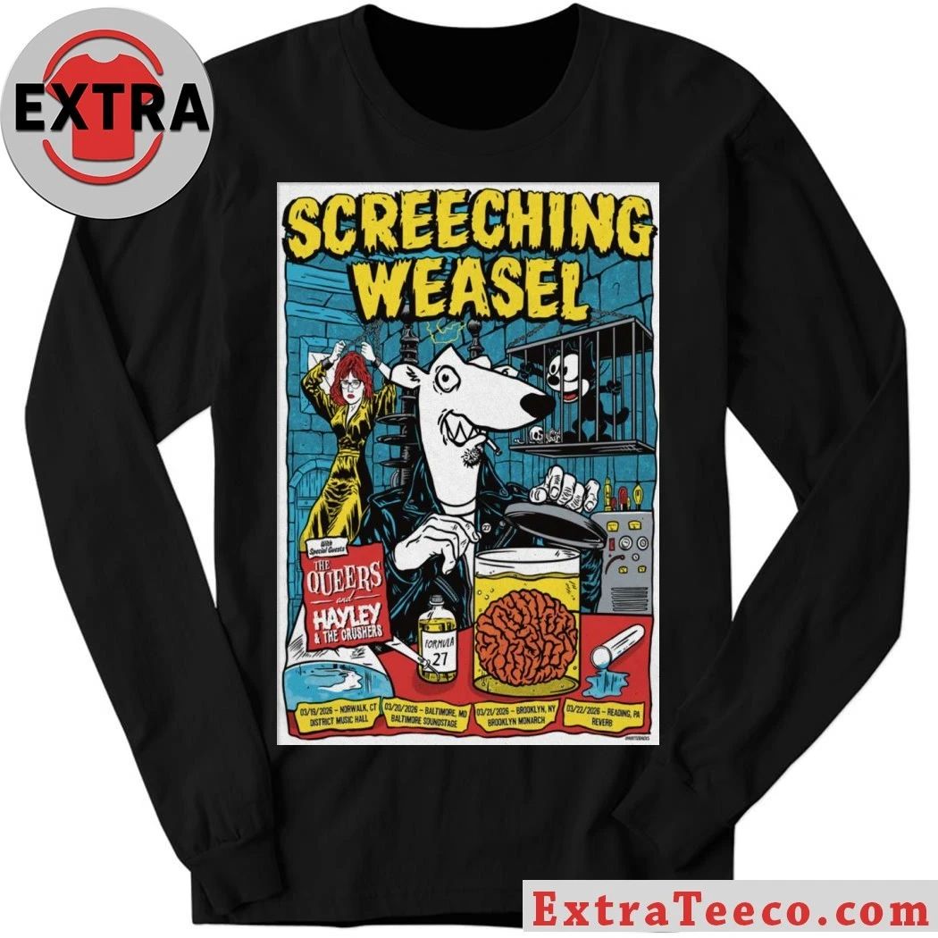 Screeching Weasel March 19 2026 District Music Hall Norwalk, CT Poster Shirt