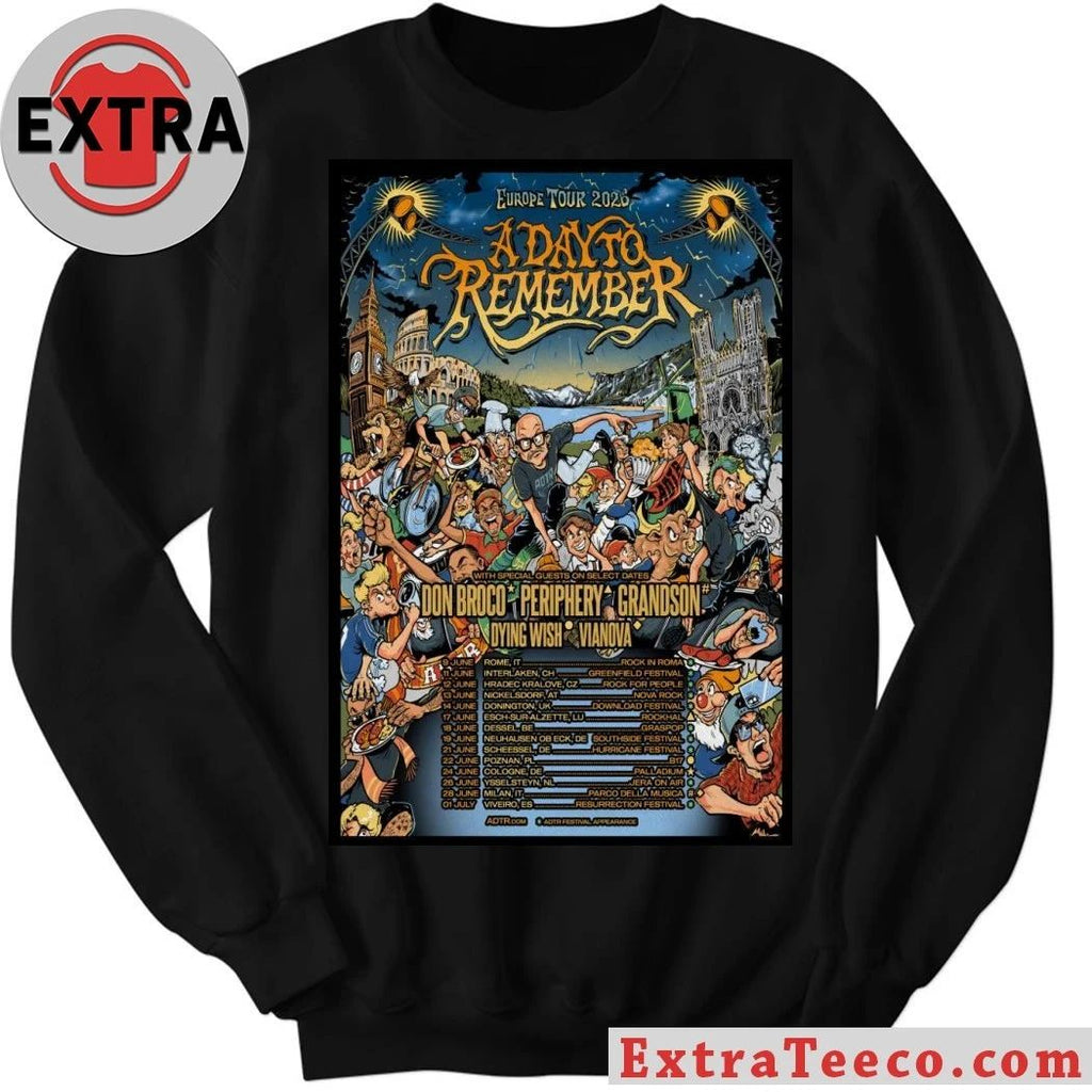 A Day To Remember 2026 Europe Tour Poster Shirt