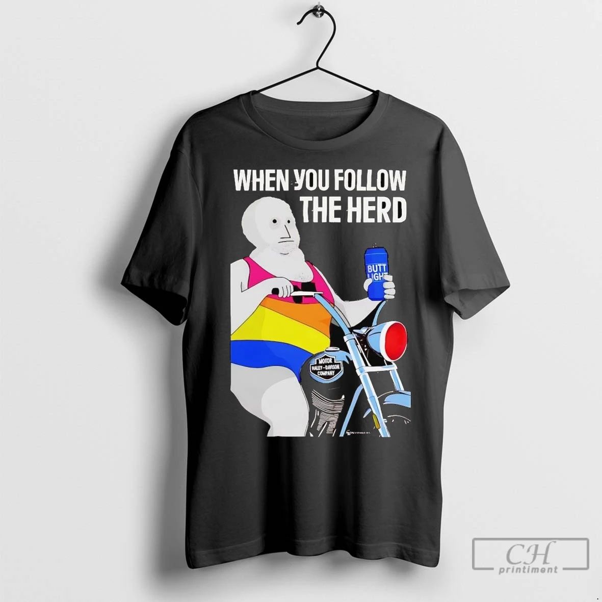Premium Pansexual Biker When Follow The Herd Drinking Butt Light Beer
