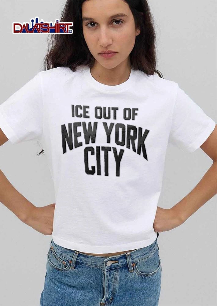 Ice Out Of New York City Black Arched Varsity Typography shirt