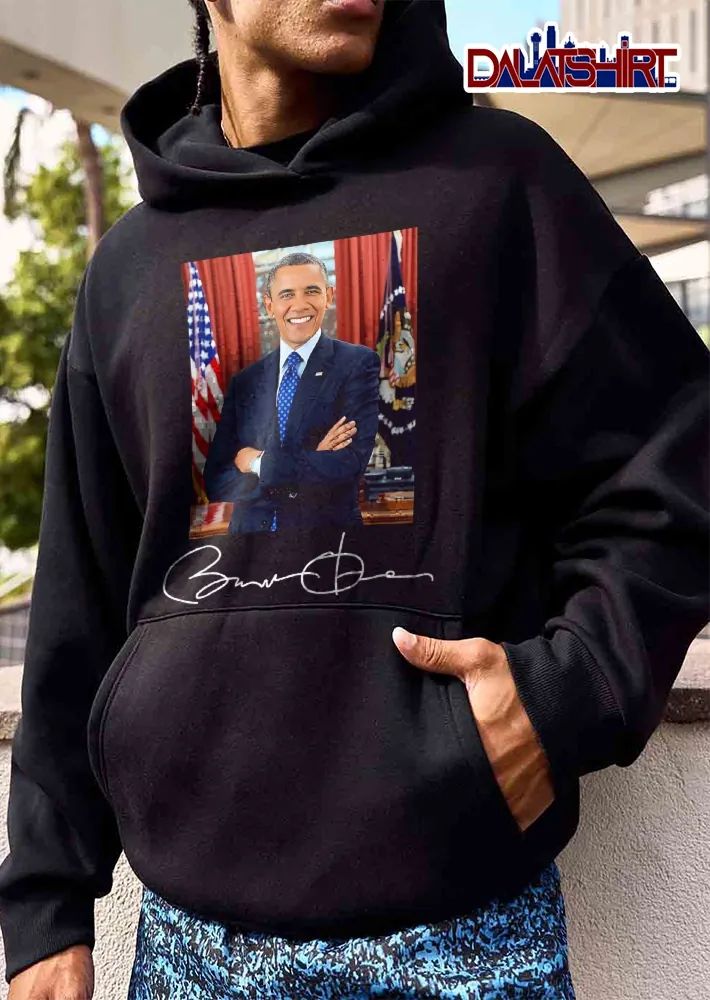 Barack Obama Official Portrait Crossed Arms Oval Office American Flag White Signature shirt
