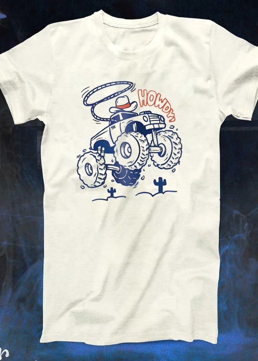 Howdy Cowboy Monster Truck Jumping Off Road T-Shirt
