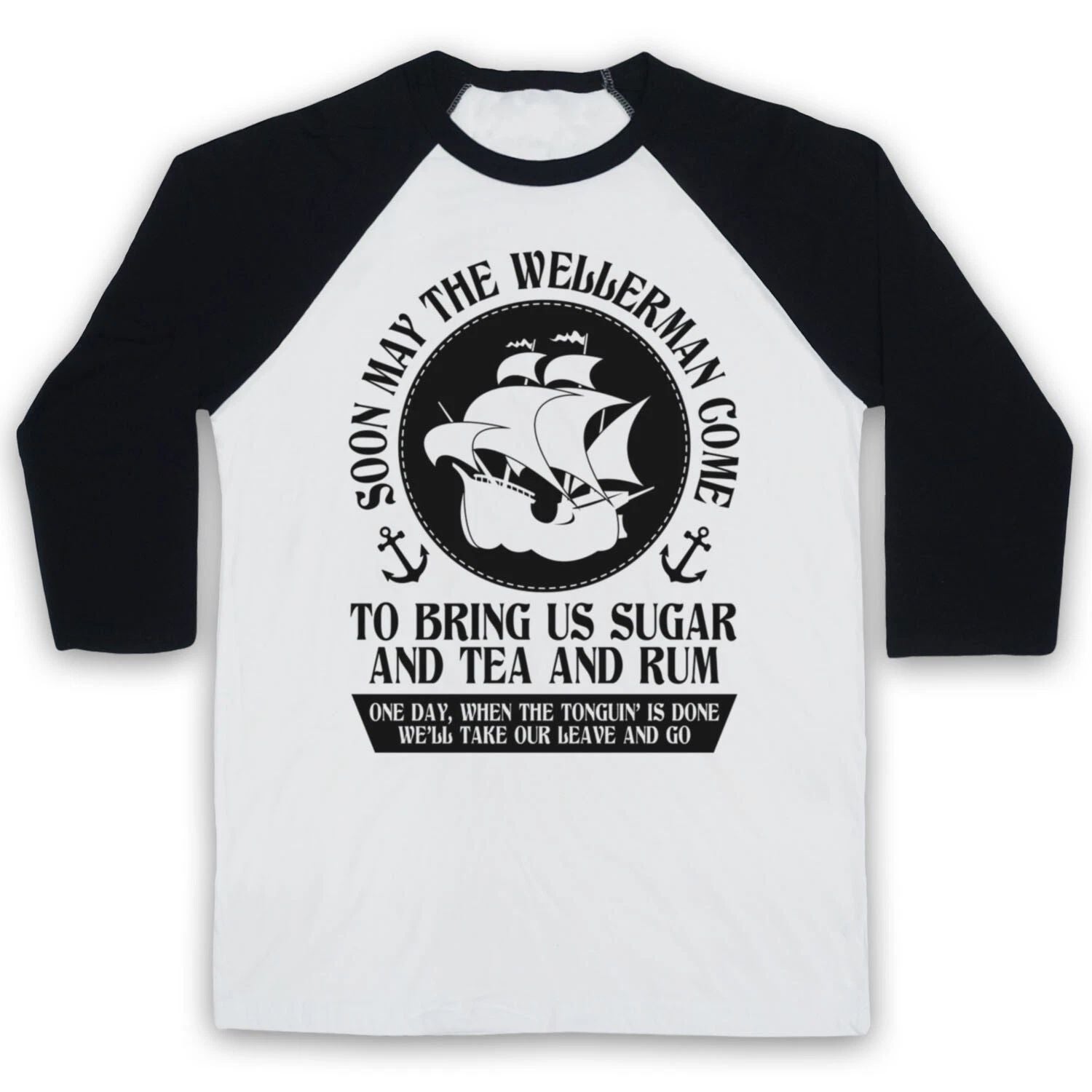 WELLERMAN COMES SEA SHANTY TIK VIRAL SONG HIT MEME TOK 3/4 SLEEVE BASEBALL TEE
