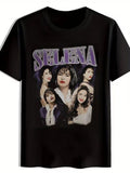 SELENA Lightning Bolt Graphic Men'S Casual T-Shirt - Black Crew Neck Tee with Vi