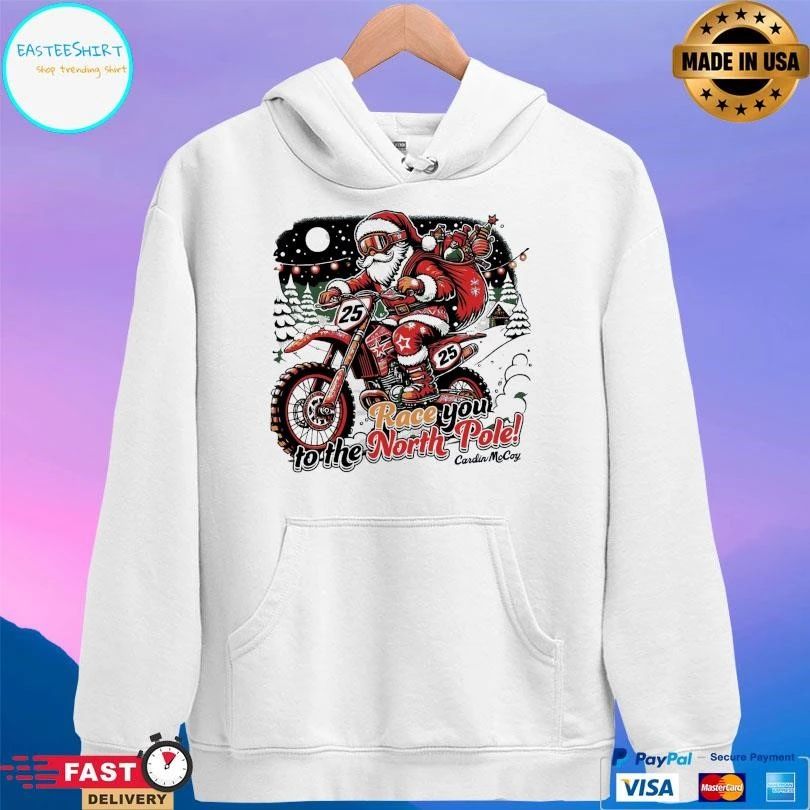 Race To The North Pole Santa Moto T-shirts