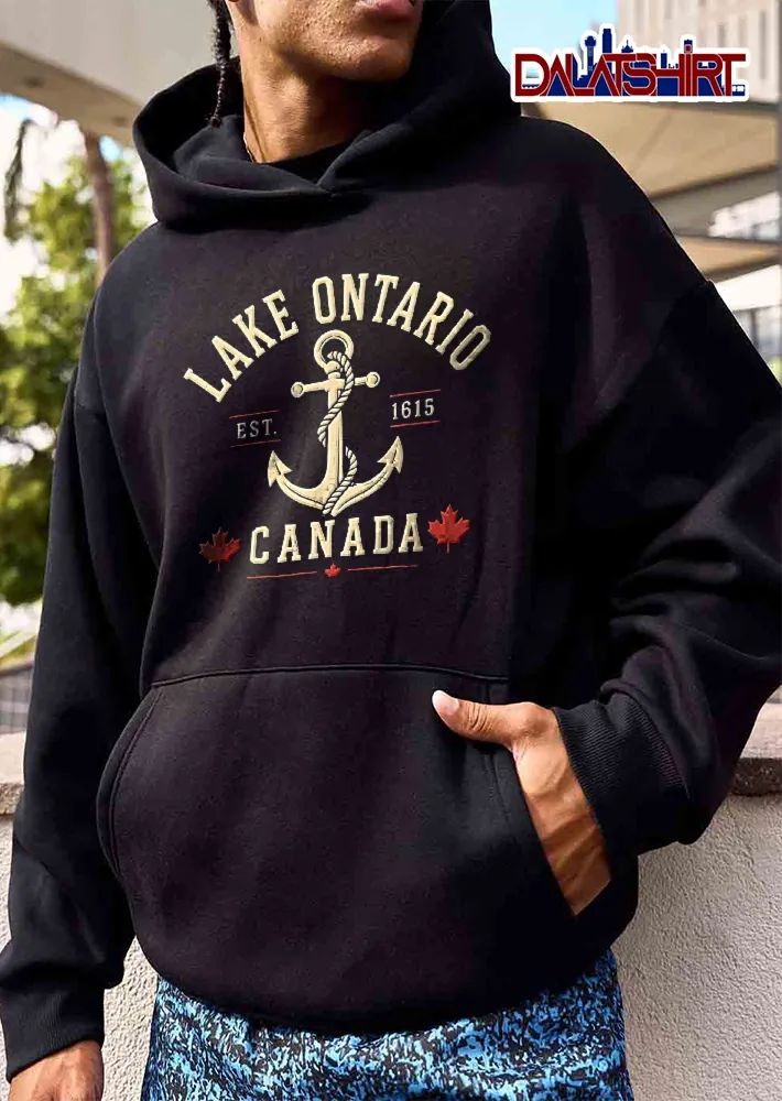 Lake Ontario Est 1615 Canada Vintage Anchor Rope Red Maple Leaves shirt