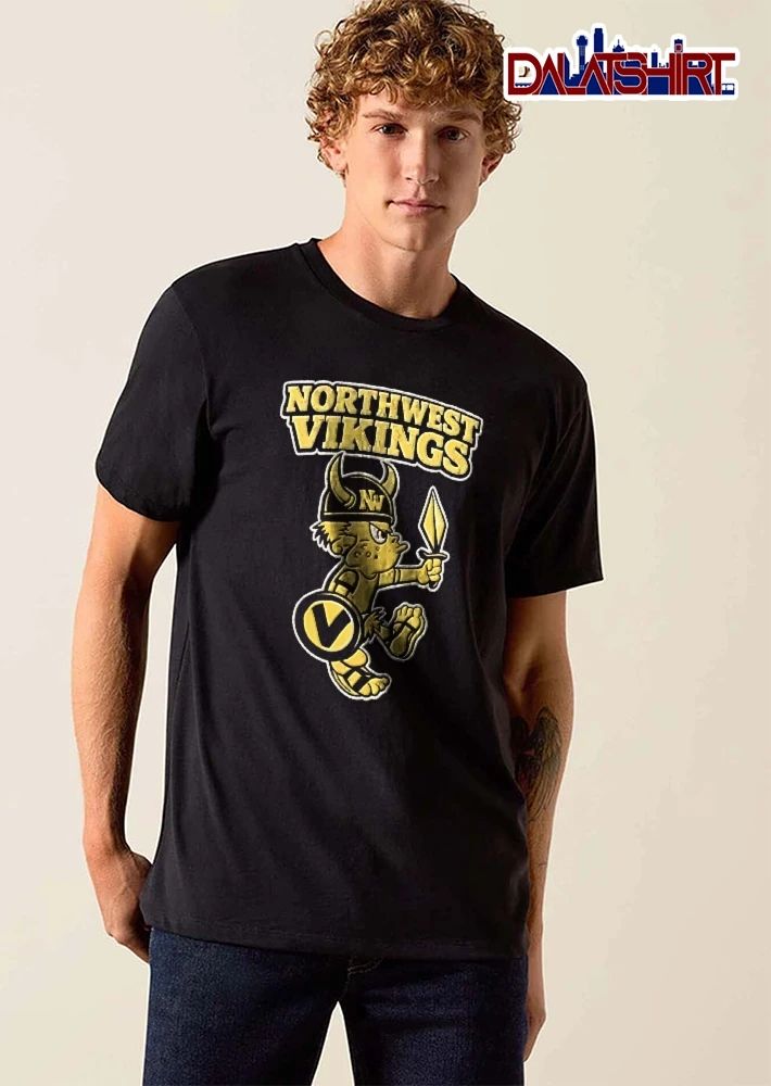 Northwest Vikings Cartoon Mascot Holding Golden Sword Shield shirt