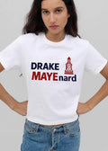 Drake Mayenard Red Bell Clock Tower Line Art Graphic Illustration shirt