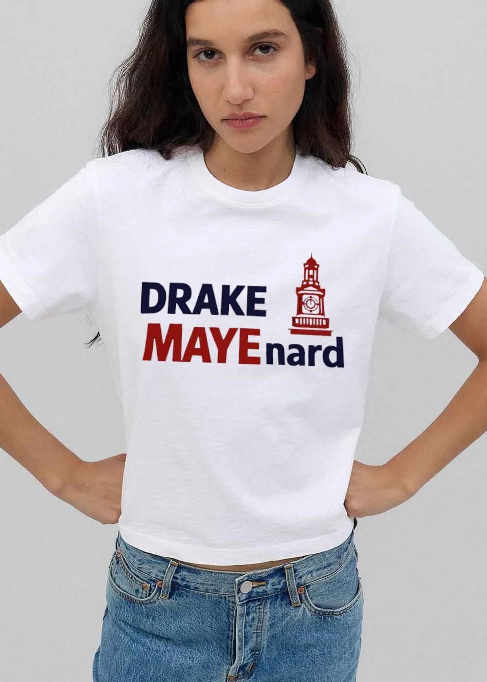 Drake Mayenard Red Bell Clock Tower Line Art Graphic Illustration shirt