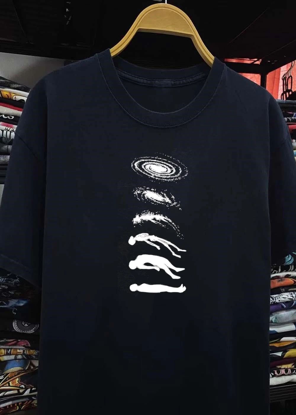 Ascending Galaxy Man Skeleton Floating Human Evolution shirt