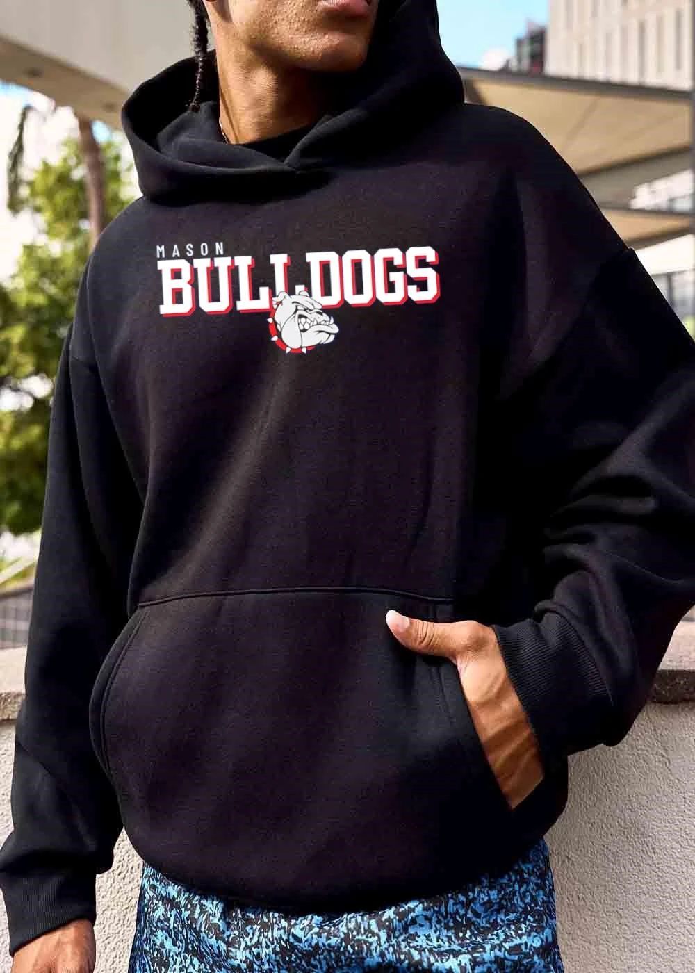 Mason Bulldogs Block Letters Growling Mascot Head Spiked Collar shirt