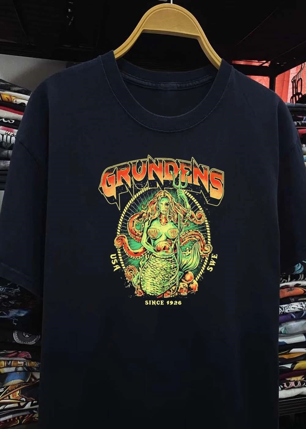 Grundens USA SWE Since 1926 Undead Mermaid Holding Skull shirt