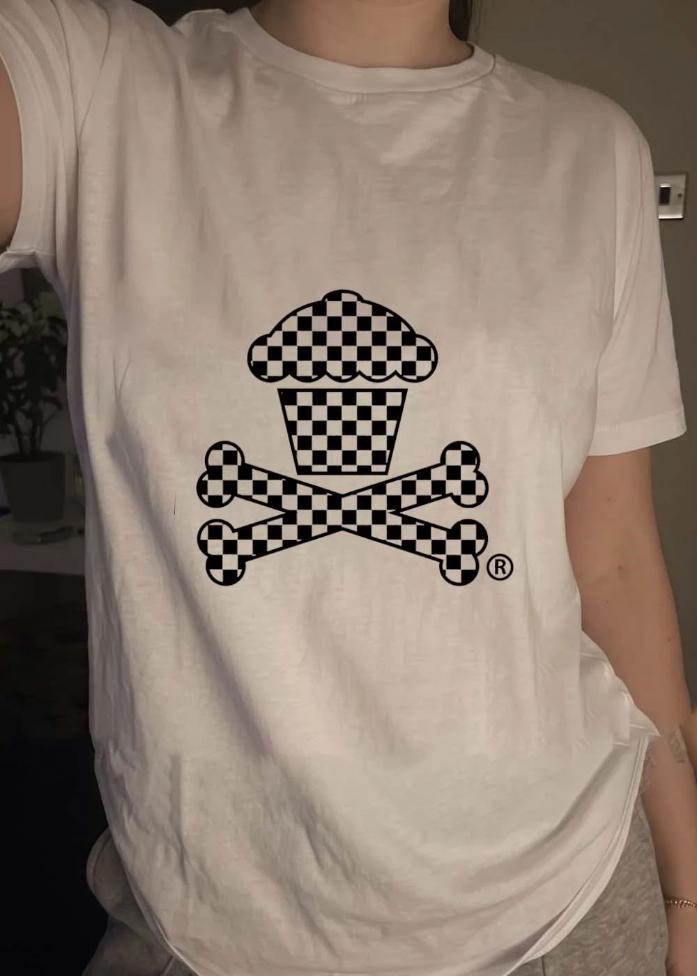 Checkered Cupcake Crossbones T-Shirt