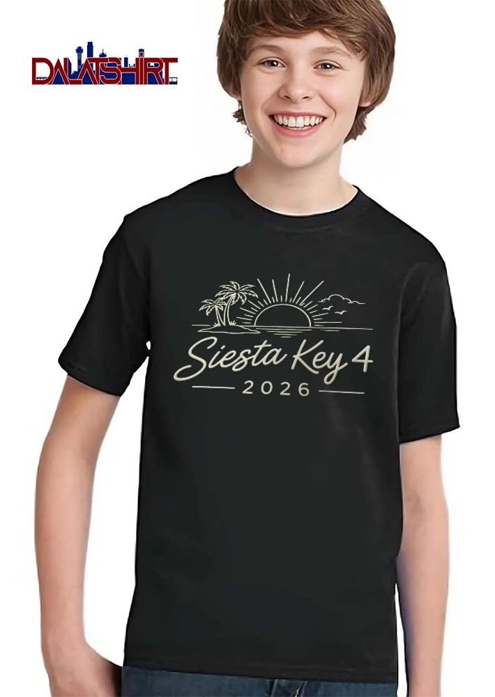 Siesta Key 4 2026 Line Art Palm Trees Island Sunset Rays Ocean shirt