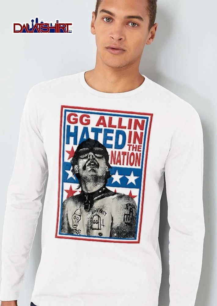 Hated In The Nation Gg Allin Tattooed Singer Halftone Photo Stars shirt
