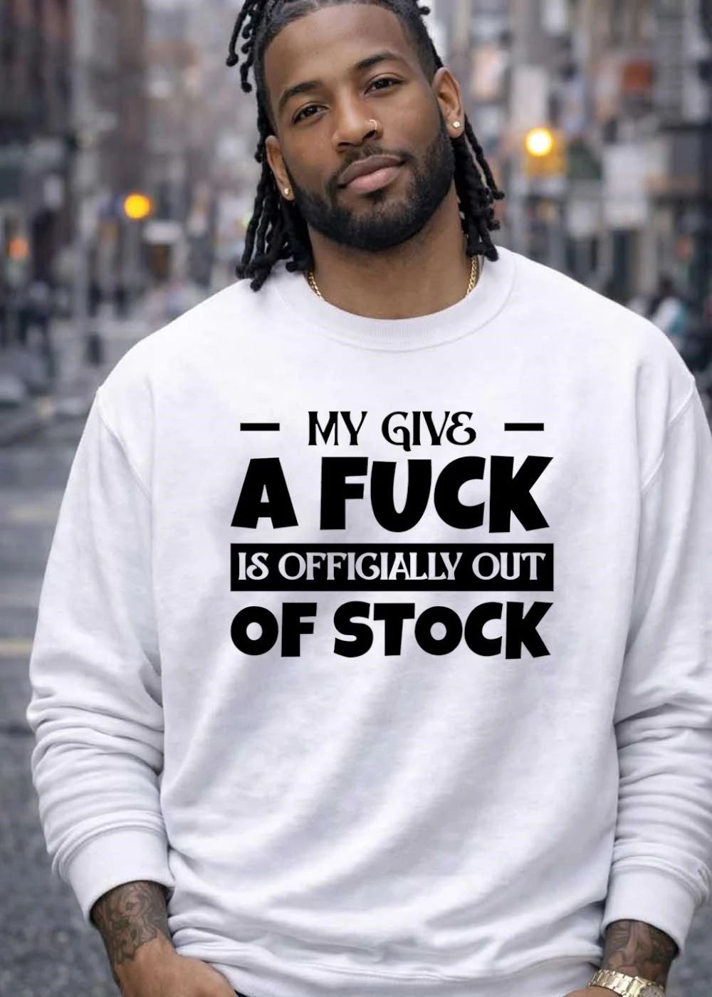 My Give A Fuck Is Officially Out Of Stock Bold Serif Block Text shirt
