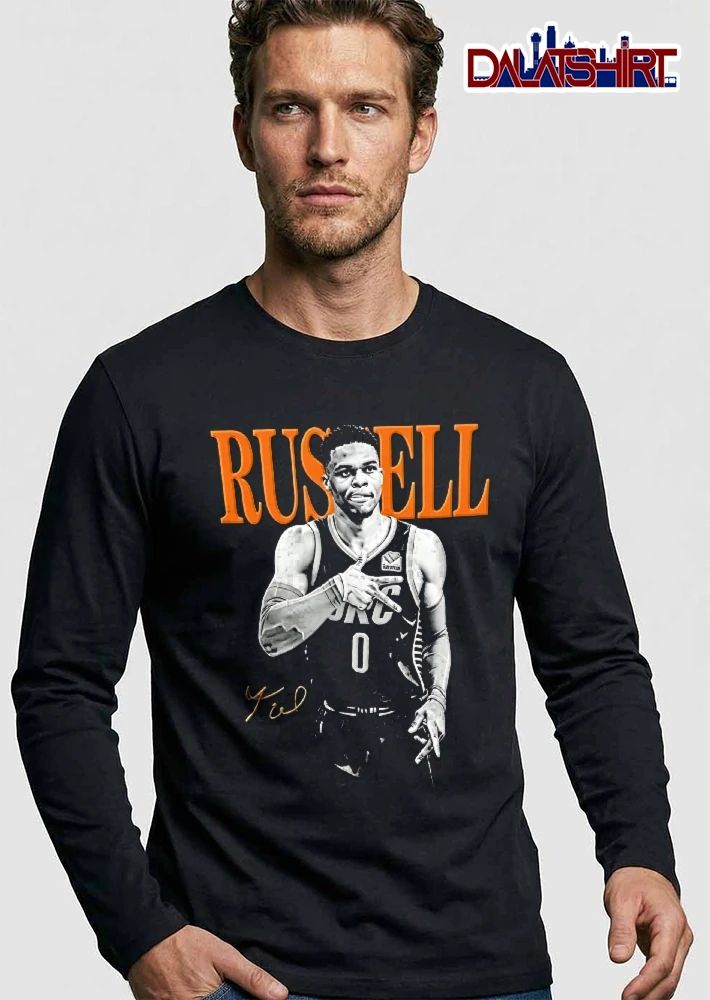 Russell Westbrook 0 Orange Name Signature Shirt
