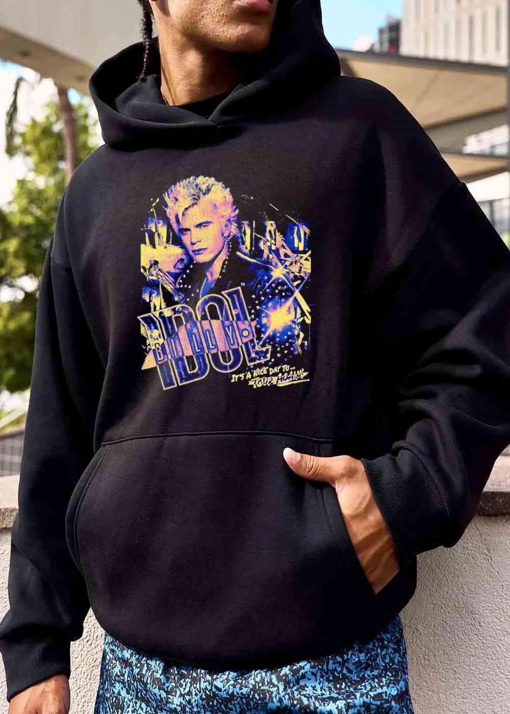 Billy Idol Its A Nice Day To Tour Again Cracked Texture Portrait Distressed shirt