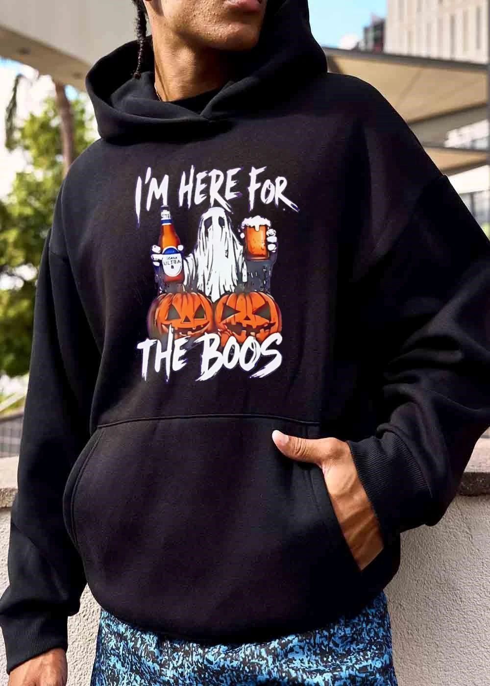Michelob Ultra Im Here For The Boos Ghost Holding Beer Mug Pumpkins shirt