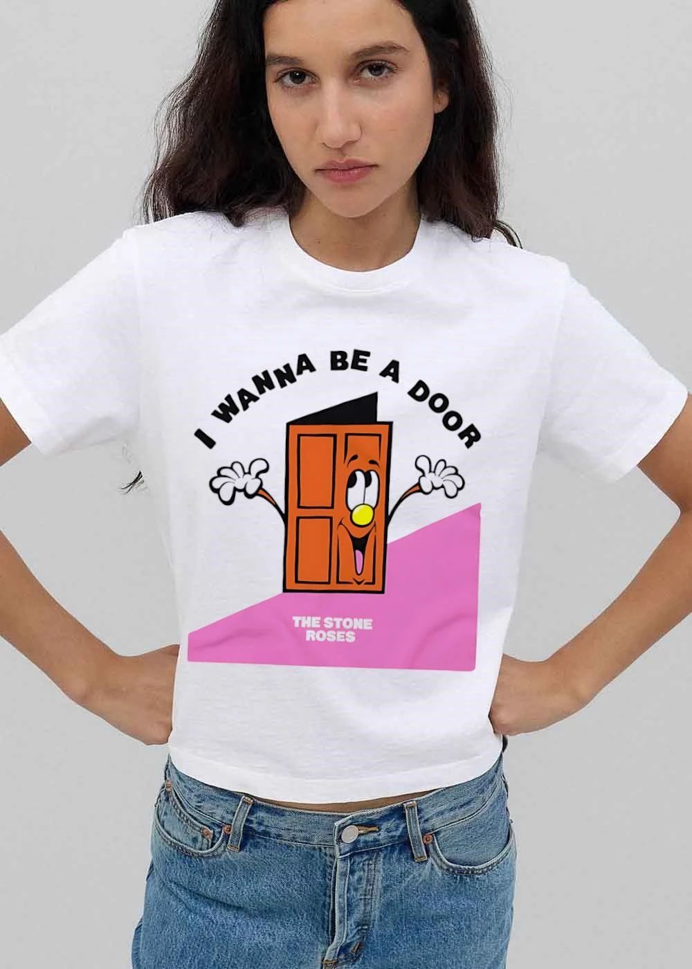 The Stone Roses I Wanna Be A Door Cartoon Smiling Orange shirt