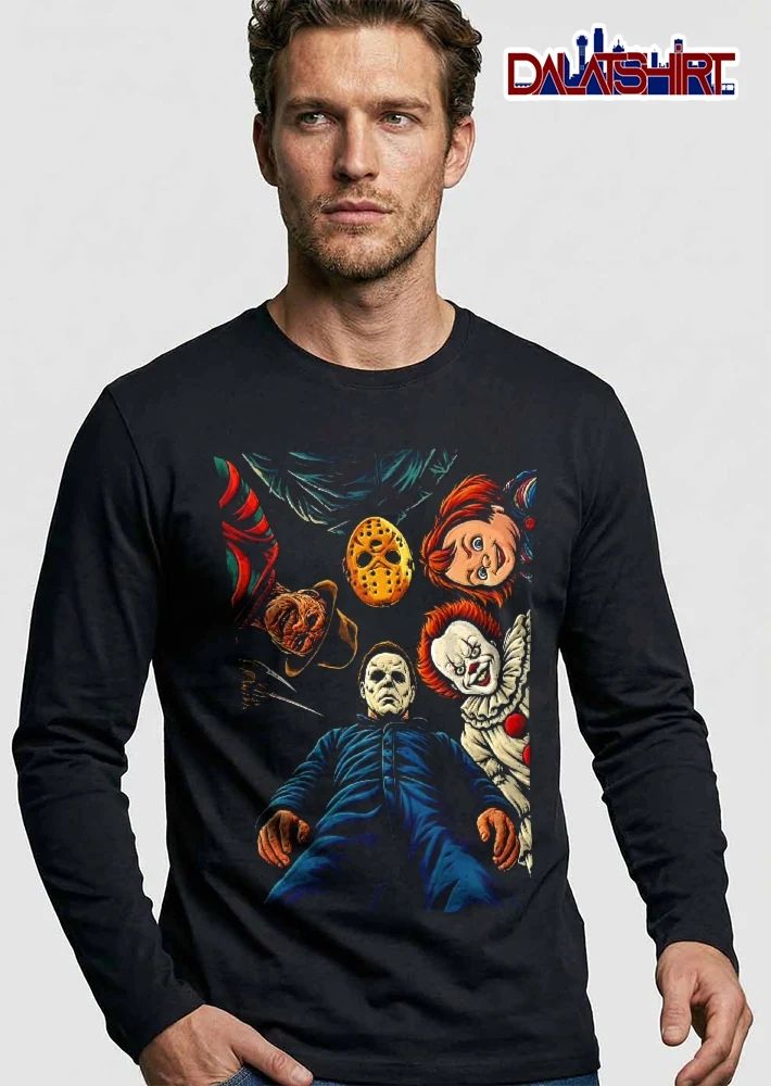 Classic Horror Characters Downward Perspective Illustration shirt