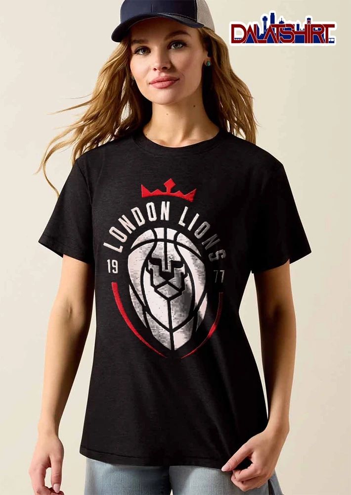 London Lions 1977 Red Crown Geometric Basketball Face Crest shirt