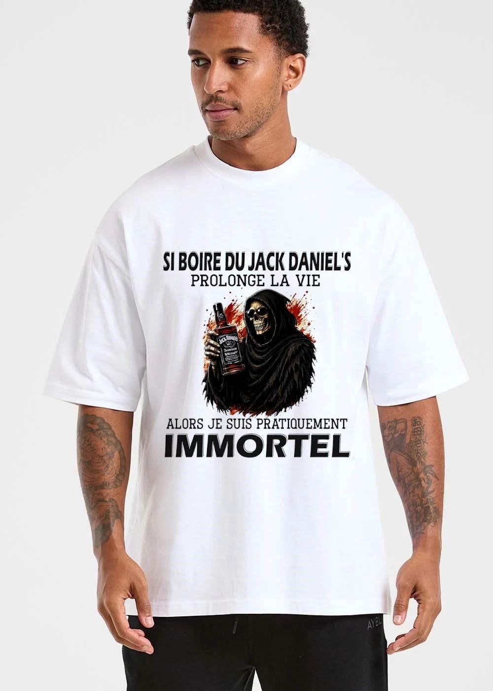 Jack Daniels Si Boire Du Prolonge LA Vie Alors Je Suis Pratiquement Immortel Grim Reaper Whiskey shirt