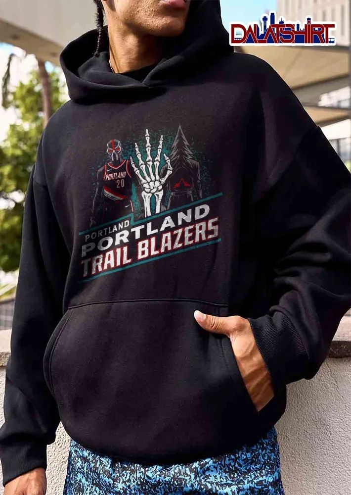 Portland Trail Blazers NBA Masked Player Skeleton Hand Tree Figure shirt