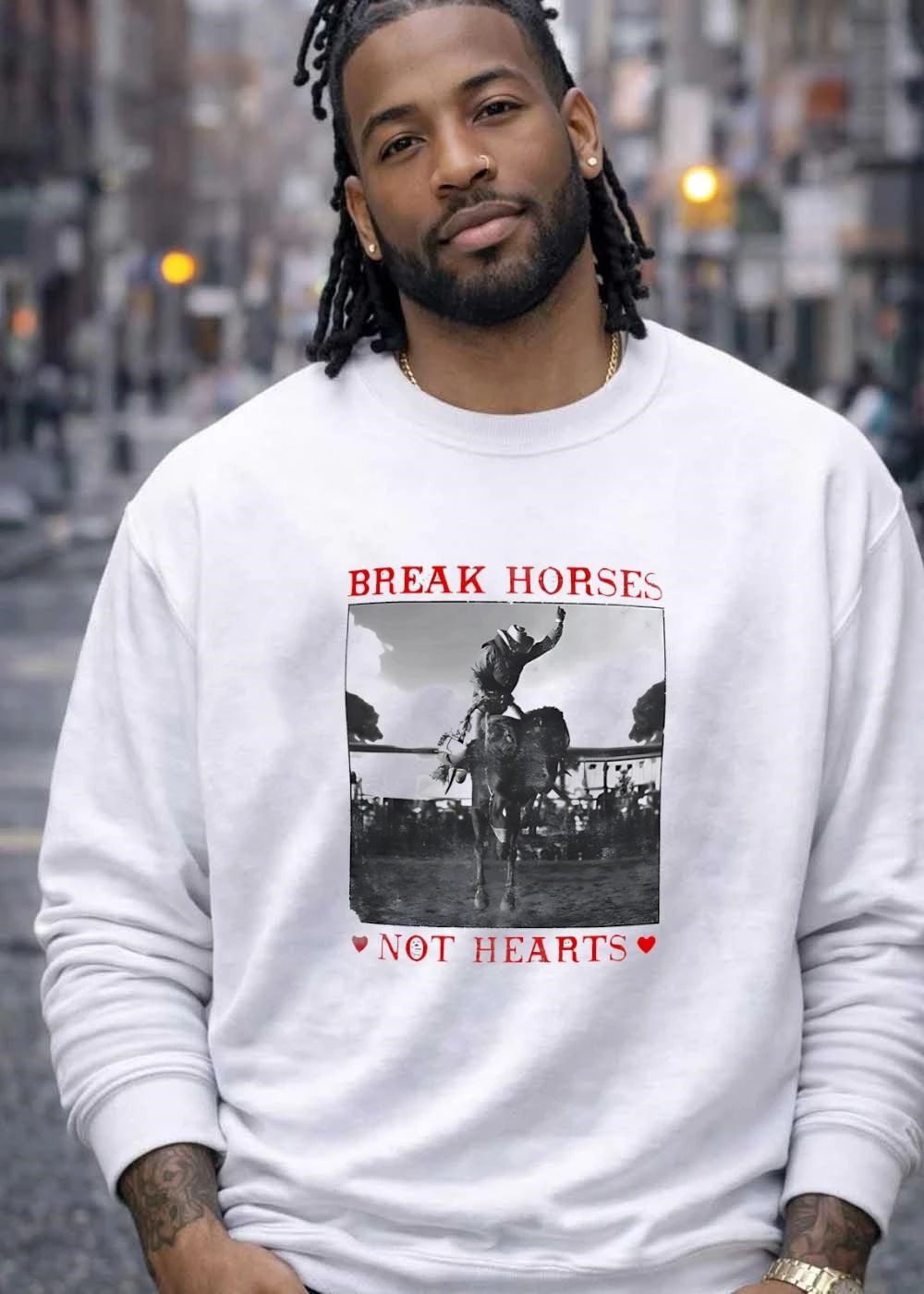 Break Horses Not Hearts Rodeo Cowboy Western Graphic T-Shirt