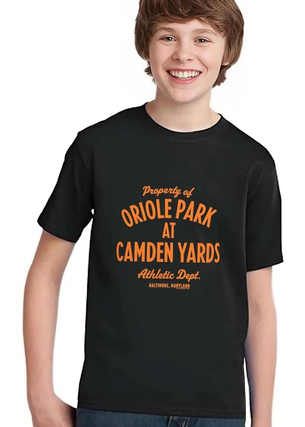Property Of Oriole Park At Camden Yards Athletic Dept Baltimore Maryland Orange Vintage Typography shirt